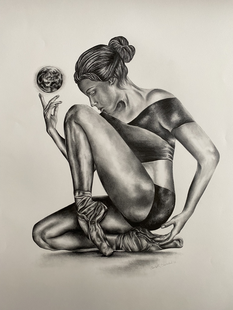 Dancer with globe drawing